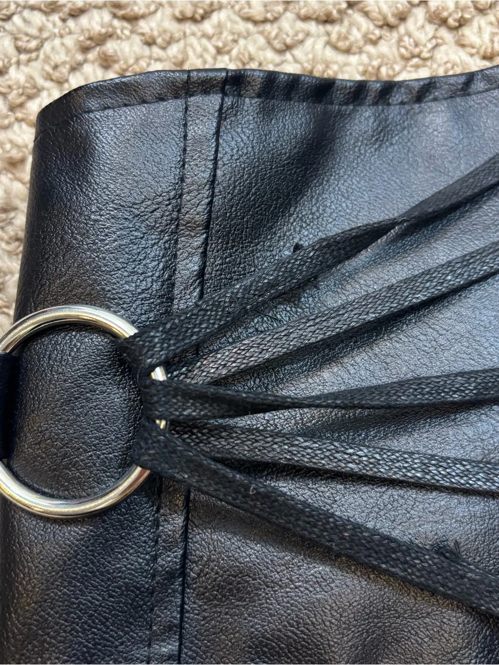 Black O-Ring Strap Zipper Corset Size Small/Medium